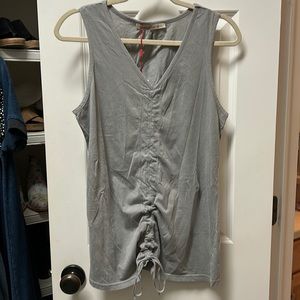 Xcvi Womens  Wearables Yanni Tie Tank, Grey Mist Pigment NWT Size S